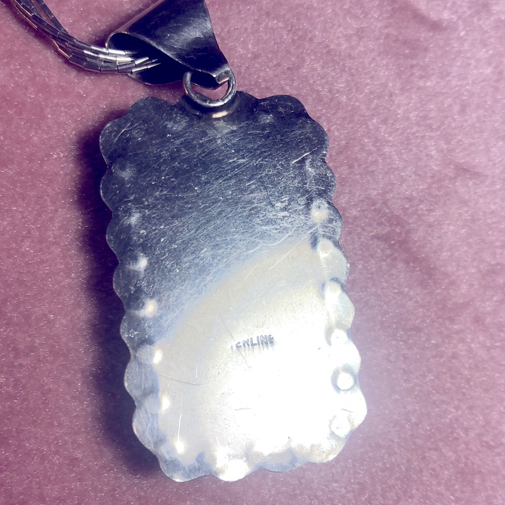 Vintage Native American liquid 925 Silver Necklace and pendant - Picture 4 of 8